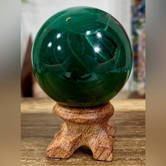2155 Malachite Crystal Sphere - Picture 8 of 11